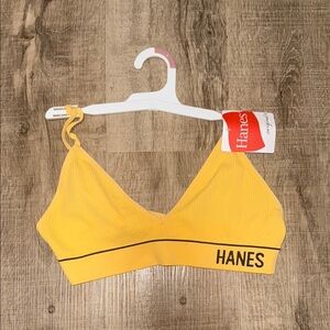 Hanes Vibrant Yellow Bralette with Black Accents